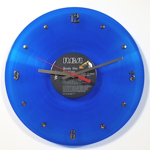 Elvis Presley Record Clock (Moody Blue) - created with the actual 12&quot; Elvis Presley blue vinyl record