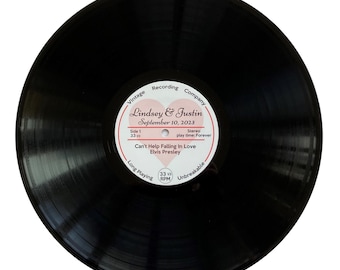 Personalized 12" Vinyl Record (using a real record) - Customize for Wedding, anniversary, newlyweds. "Display Only- DOES NOT Play Song
