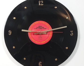 Bruce Springsteen Record Clock (Live 1975 - 1985) - 12" Wall Clock Handmade using the authentic vinyl record