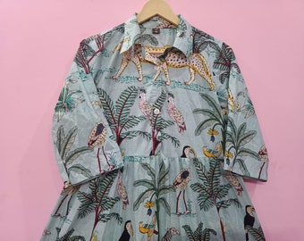 Hannah Hand Block Print Cotton Spaghetti Dress main image 0