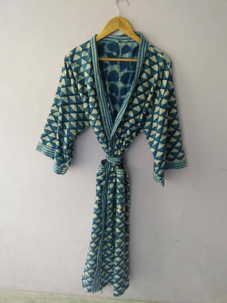 Patchwork Cotton Kimono Best selling Indigo Kimono Bath Robe,Cover up Kimono Dress Plus Size Bath Robe
