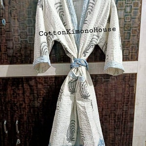 Bridesmaid Kimono robe, Floral Handmade Kimono, Maternity Robe, Bath robe japanese kimono Women&#39;s cover up kimono, Handblock night wear robe