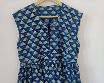 Handblock Print Cotton Dress, Bohemian Summer Long Dress