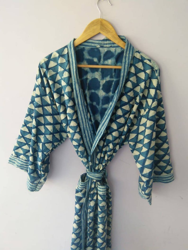 Patchwork Cotton Kimono Best selling Indigo Kimono Bath Robe,Cover up Kimono Dress Plus Size Bath Robe