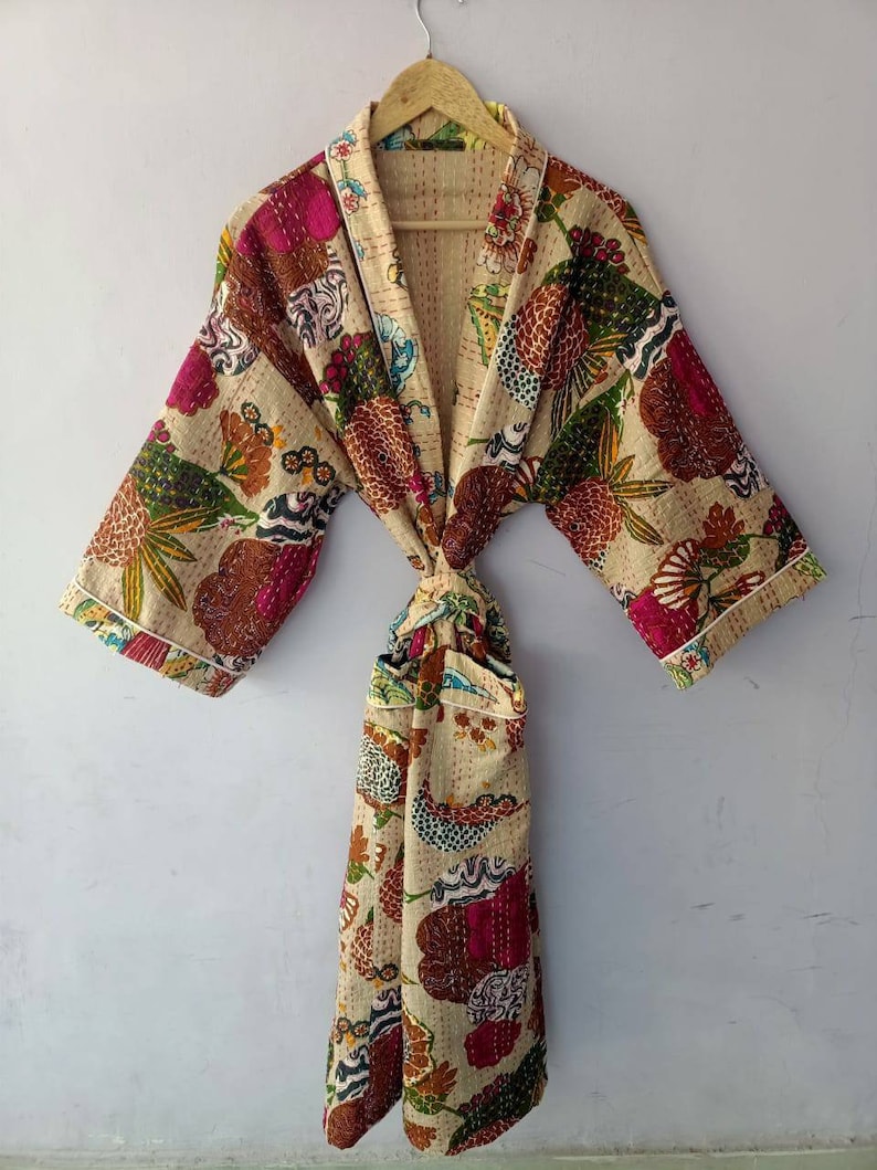 cotton kimonos Handmade Bath Shower Kimono Robe Robe Bath robe Floral Robes beach kimono Body Crossover printed kimono kaftan robes