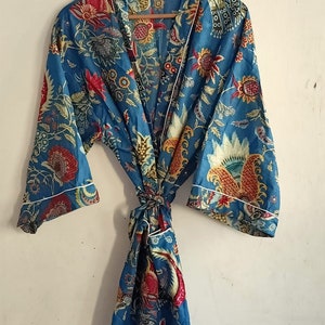 Bohemian Floral Beach Robe | Kimono | Duster Jacket | Wrap Dress | Dressing Gown| Indian Cotton kimono