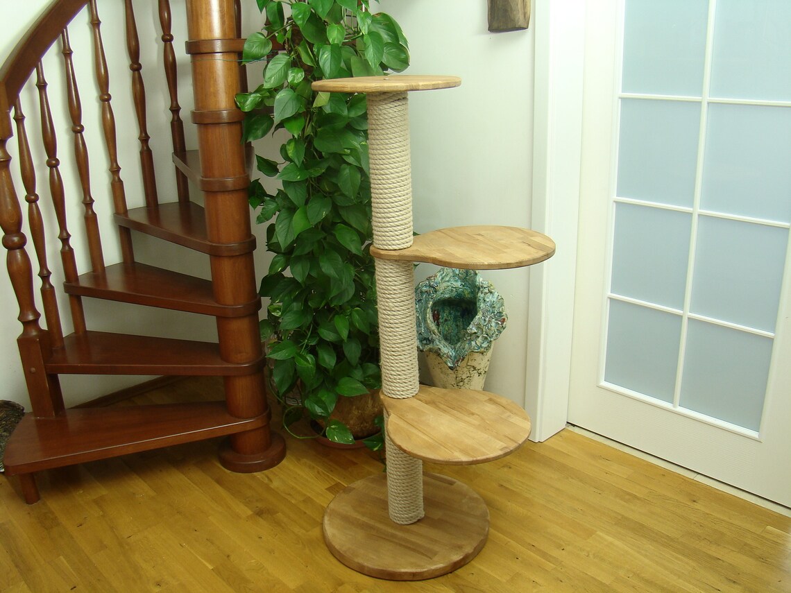 Handmade Natural Wood Cat Treewood Cat Tower Cat Climbing Etsy