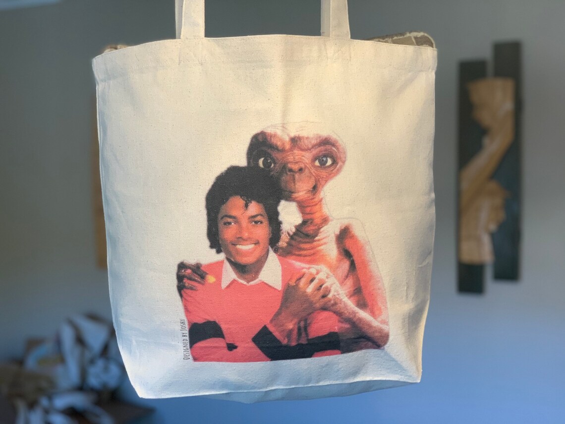 MJ & E.T. Michael Jackson Cotton Tote Bag Natural Cotton Etsy