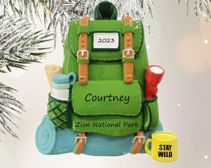 Hiking Backpacking Personalized Ornament Hiking Christmas Ornament Camping Christmas Ornament