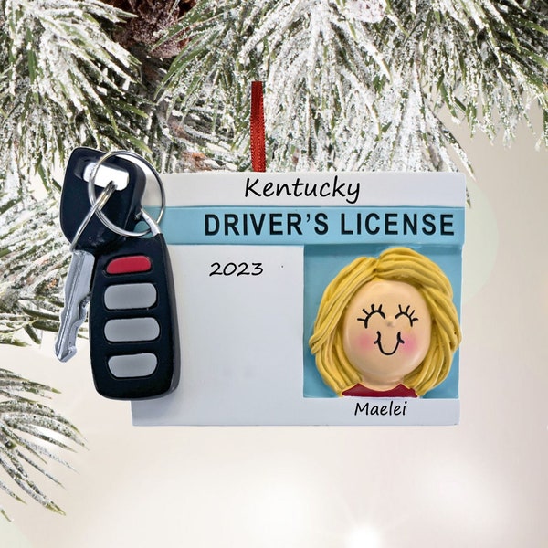 Personalized New Driver Ornament / Driver's License Christmas Ornament / Custom Gift for Teenage Girl / Hand Personalized Christmas Ornament