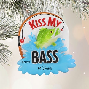 Fishing Christmas Ornament - Personalized Fishing Christmas Ornament 2023 Bass Fishing Custom Fisherman Gift Ornament with Name Gift for Dad
