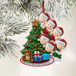2024 Personalized Family Christmas Ornaments - Family Of 6 Ornament With Names Custom Grandkids On Stairs Family Ornament With Six People