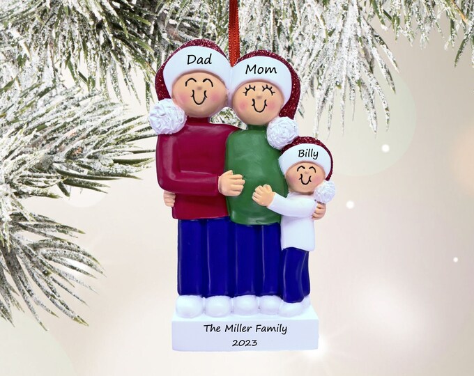 Personalized Expecting Baby Family of 3 Christmas Ornament/ Parents to ...