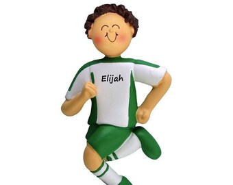 Personalized Soccer Boy Ornament / Soccer Christmas Ornament / Custom Soccer Ball  / Gift for Soccer Player / Sport Ornament / Coaches Gift