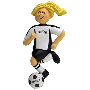 Soccer Ornament Personalized Soccer Christmas Ornament For Girl Custom Soccer Ball Gift for Soccer Player Black Jersey Sport Ornament