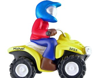 Personalized ATV 4 Wheeler Christmas Ornament 2022 Off Road Dirt Bike Ornament Quad Racer Dirt Bike Rider Ornament With Name