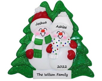 Personalized Couple Ornament / Snowman Couple Personalized Christmas Ornament / Snow Couple Ornament / Holiday Gift Snow Couple