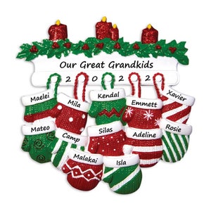 Personalized Grandparent's Christmas Ornament Family Of 12 Grandkids Ornament 2023 Mittens Christmas Ornament Tradition Ornament With Name