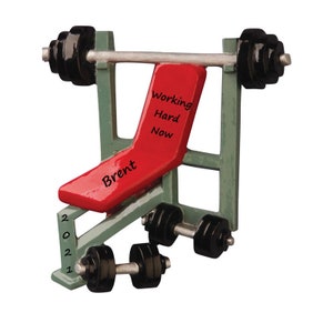 Weightlifting Bench Personalized Ornament / Body Builder Ornament / Power Lifting Gift / Fitness Ornament / Gift For Trainer