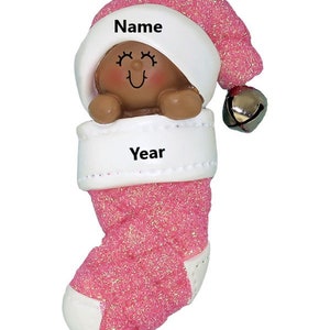 Baby Girl&#39;s First Christmas Ornament / Baby&#39;s 1st Christmas / Pink Baby Girls Stocking / New Baby Ornament