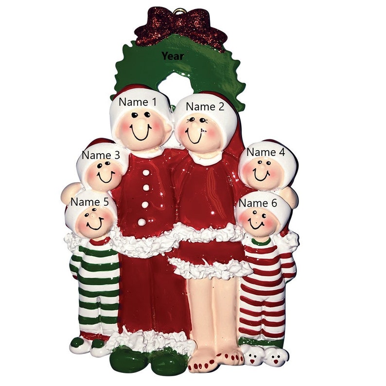 Personalized Pajama Family of 6 Christmas Ornament / Christmas Eve ...