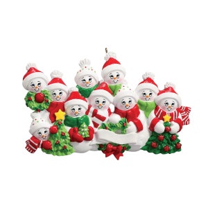 Snowman Ornament Family of 10 Christmas Ornament Custom Family Ornament Grandkids Ornament Grandparents Christmas Ornament Large Family Gift