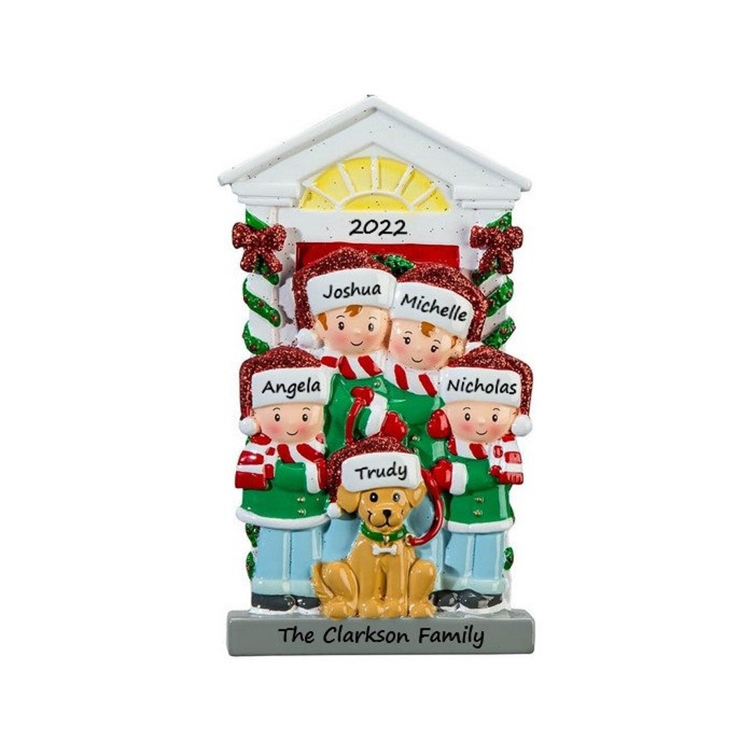 Family of 4 Personalized Christmas Ornament With Dog / Family With Pet ...