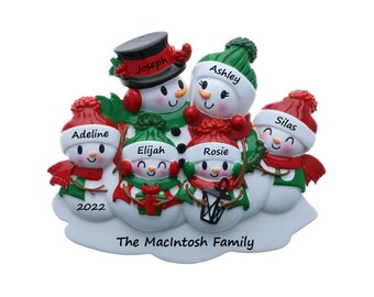 Family of 4 Christmas Ornament Personalized Snowman Family Ornament ...