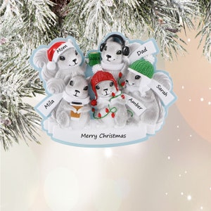 Squirrel Family Of 5 Personalized Christmas Ornament 2024 Forest Animals Ornament With Name Cute Squirrel Family Of five Personalized Gift