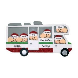 Personalized RV Camper Ornament / Family Of 6 Christmas Ornament / Camper Christmas Ornament / Motorhome / Travel Gift / Family Roadtrip