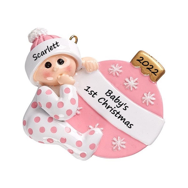 Baby's First Christmas Ornament Baby Girl Pink Ornament Baby's 1st Christmas 2023 New Baby Ornament Baby's 2nd Christmas Ornament For Girls