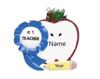Best Teacher Ornament / Personalized #1 School Teacher Christmas Ornament / Favorite Teacher Ornament / Teacher Personalized Christmas Gift