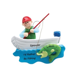 Fishing Ornament / Personalized Fishing Christmas Ornament / Custom Fisherman Ornament with Name / Gift for Fishermen On Boat / Gift For Dad