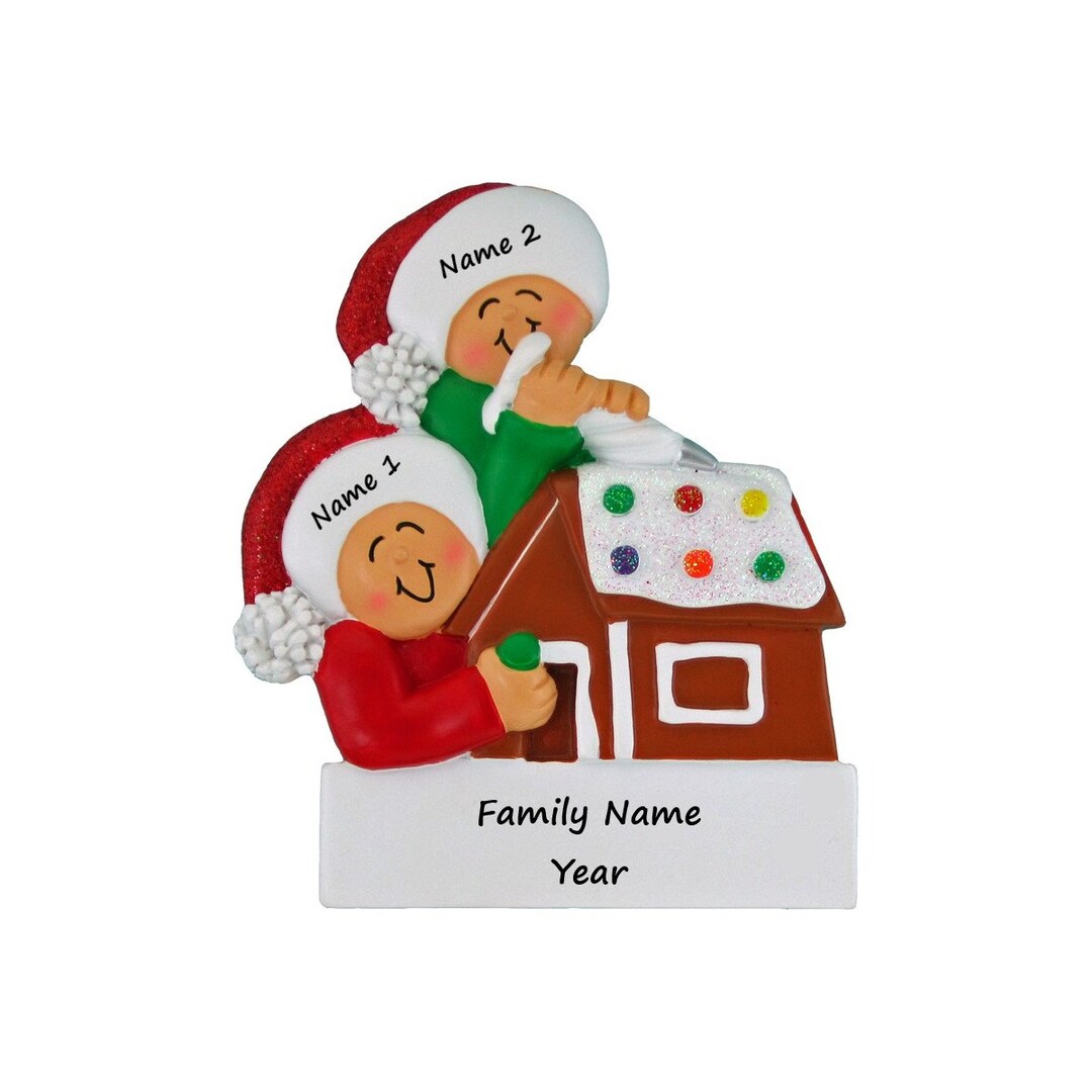 Personalized Couple Christmas Ornament / Couple Making A Gingerbread