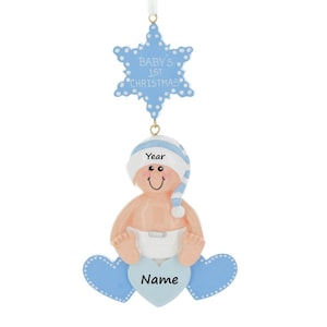 PERSONALIZED Baby Boy Ornament, Baby&#39;s 1st Christmas Ornament, Newborn Ornament, Baby Shower Gift, Hand Personalized Gift