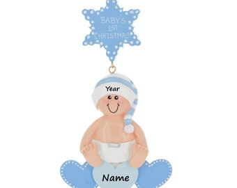 PERSONALIZED Baby Boy Ornament, Baby's 1st Christmas Ornament, Newborn Ornament, Baby Shower Gift, Hand Personalized Gift