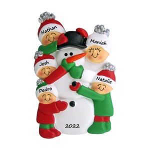 Personalized Snowman Ornament / Family Of 5 Personalized Christmas Ornament / Building A Snowman Family / Personalized Holiday Gift