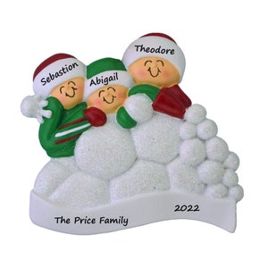 Family Ornament 2023 Personalized Family Of 3 Christmas Ornament Snowball Fight Christmas Ornament Snow Day Ornament Custom Family Ornament