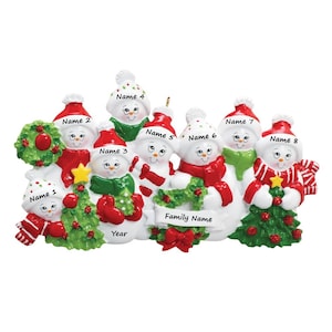 Snowman Ornament Family of 8 Christmas Ornament Custom Family Of 8 Ornament Family Of 8 Grandkids Ornament Grandparents Christmas Ornament