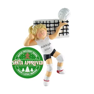 Personalized Volleyball Player Ornament / Personalized Blonde Girl Volleyball Player / Custom Sports Ornament / Holiday Ornament With Name