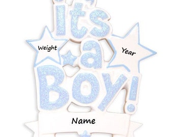 Personalized It's a Boy! Ornament, Baby's 1st Christmas Ornament, Newborn Ornament, Expecting Ornament, Baby Shower Gift