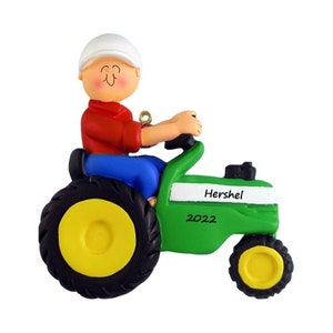 Green Tractor Ornament / Green Farming Tractor Ornament / Tractor Ornament / Ornament With Name / Farmer Personalized Christmas Ornaments