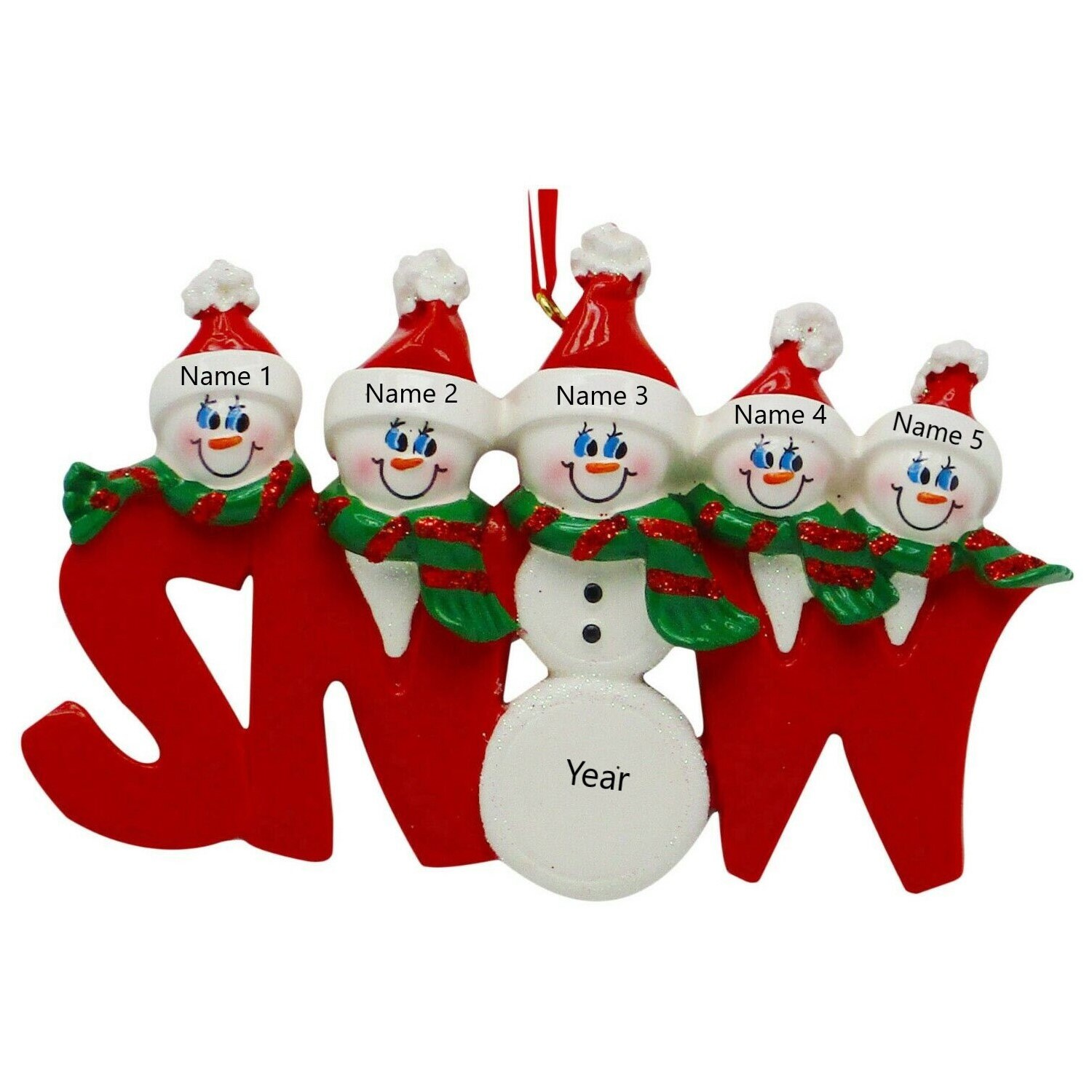 Personalized Snowman Family of 5 Christmas Ornament Personalized ...