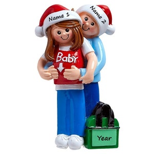 PERSONALIZED Couple Expecting Baby / We're Expecting Ornament / Baby Bump Ornament / Hand Personalized Christmas Ornament
