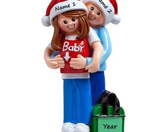 PERSONALIZED Couple Expecting Baby / We're Expecting Ornament / Baby Bump Ornament / Hand Personalized Christmas Ornament