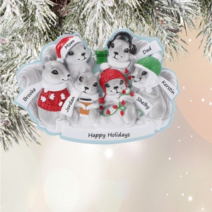Squirrel Family Of 6 Personalized Christmas Ornament 2024 Forest Animals Ornament With Name Cute Squirrel Family Of Six Personalized Gift