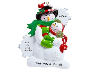 Personalized Couple Ornament / Snowman Couple Personalized Christmas Ornament / Snow Couple Christmas Ornament / Holiday Gift Snow Couple