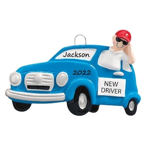 Personalized New Driver Ornament Driver&#39;s License Christmas Ornament Custom Gift For Teenage Boy Blue Car Ornament First Time Driver
