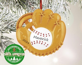 Personalized Baseball Mitt Ornament for Boys, Custom Baseball Glove Christmas Gift with Name, T-Ball Little League Present, Sports Keepsake