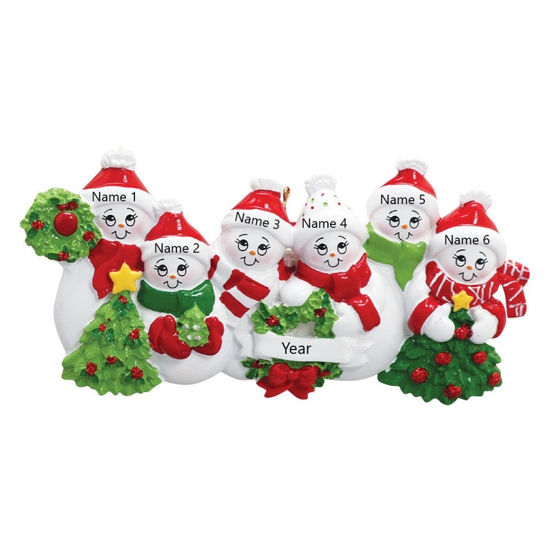 Personalized Snowman Family of 6 Christmas Ornament / Family Christmas ...